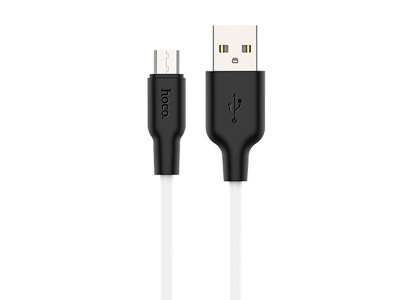 HOCO X21 Plus Silicone для передачи данных и зарядки USB-microUSB, флуоресцентный, 2.4A, 1м, черно-белый HOCO X21 Plus Silicone для передачи данных и зарядки USB-microUSB, флуоресцентный, 2.4A, 1м, черно-белый