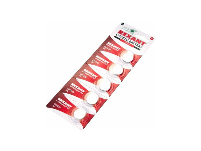 REXANT литиевые батарейки CR1620 3V 70mAh блистер 30-1105 REXANT литиевые батарейки CR1620 3V 70mAh блистер 30-1105
