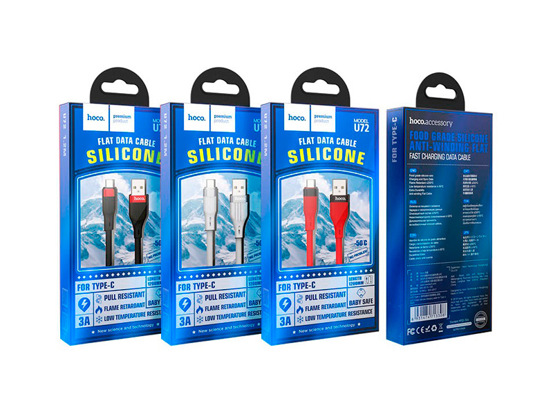 HOCO U72 Forest для передачи данных и зарядки USB-Type-C, 3A, 1.2м, черный HOCO U72 Forest для передачи данных и зарядки USB-Type-C, 3A, 1.2м, черный