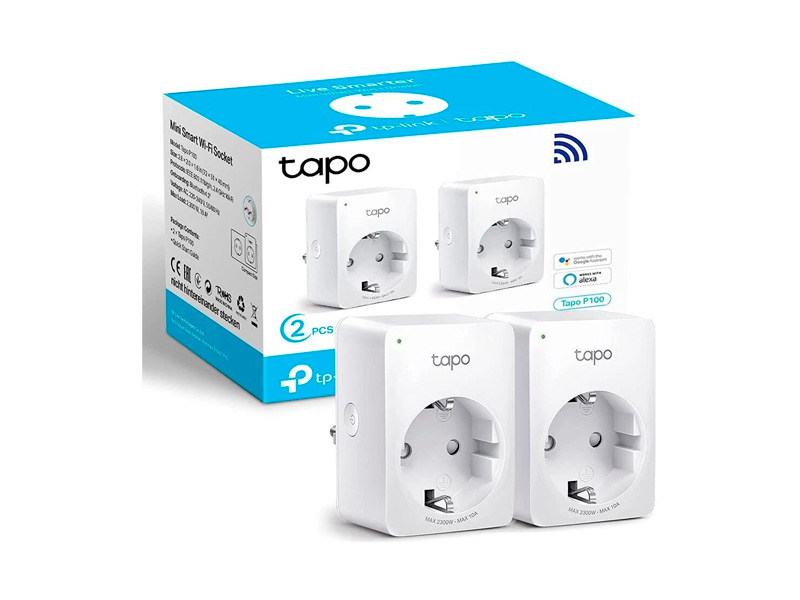 Умная розетка Wi-Fi TP-LINK Tapo P100 (2-PK) Bluetooth 4.2 Voice Control Google Assistant Умная розетка Wi-Fi TP-LINK Tapo P100 (2-PK) Bluetooth 4.2 Voice Control Google Assistant