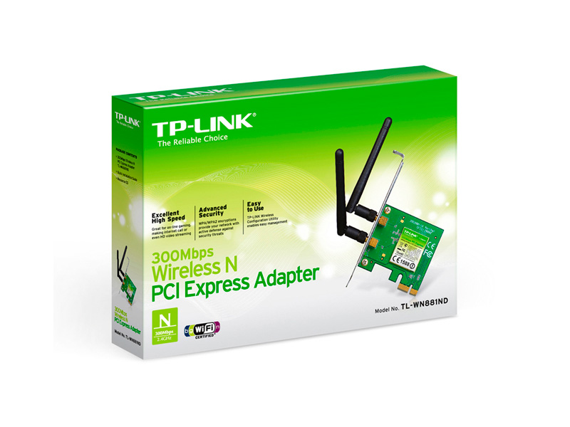 Адаптер Wi-Fi PCI Express TP-LINK TL-WN881ND N300 300Mb/s 2.4GHz Адаптер Wi-Fi PCI Express TP-LINK TL-WN881ND N300 300Mb/s 2.4GHz