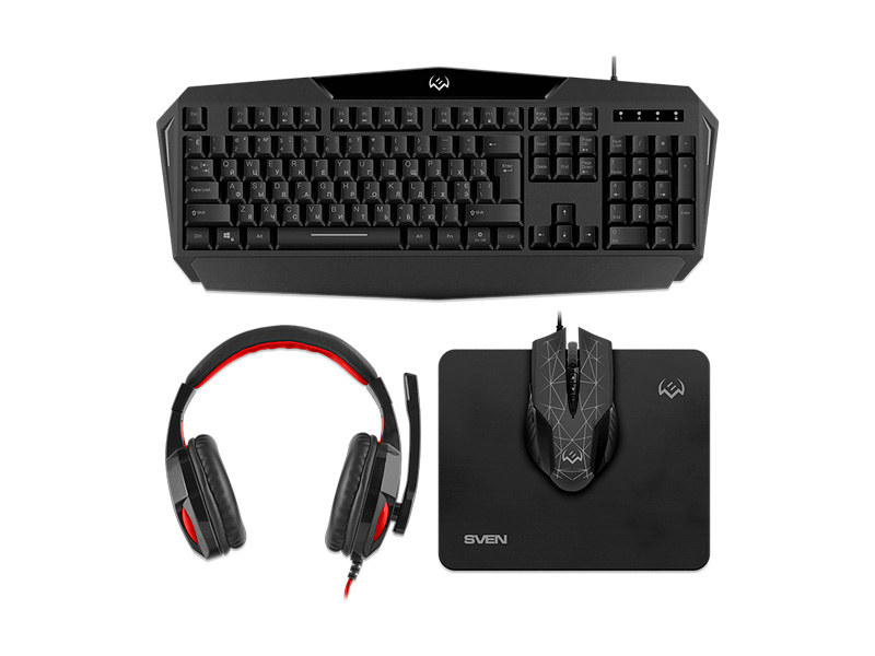 Клавиатура+мышь+коврик+наушники SVEN GS-4300 черный Клавиатура+мышь+коврик+наушники SVEN GS-4300 черный