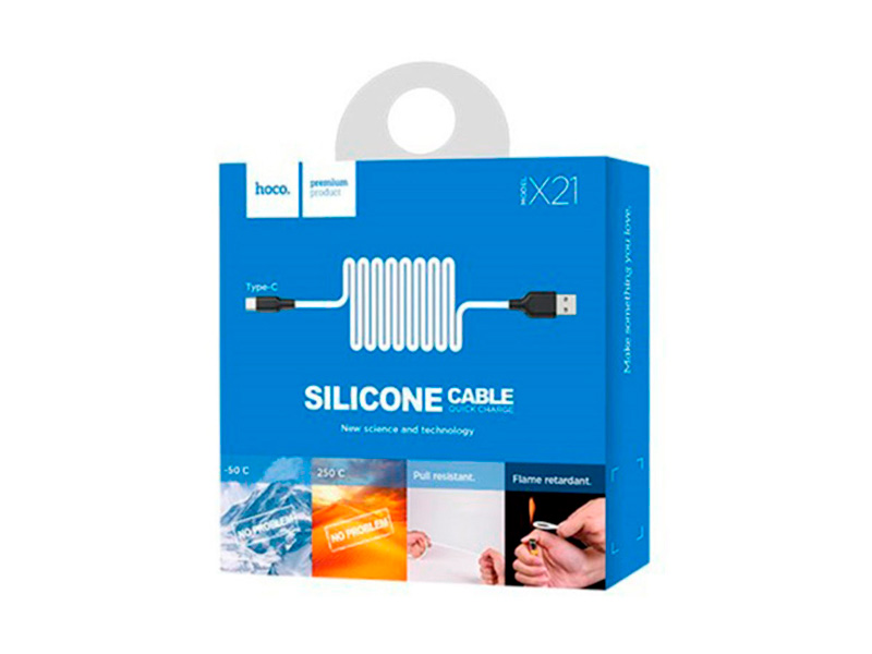 HOCO X21 Plus Silicone для передачи данных и зарядки USB-Type-C, флуоресцентный, 2.4A, 1м, черно-белый HOCO X21 Plus Silicone для передачи данных и зарядки USB-Type-C, флуоресцентный, 2.4A, 1м, черно-белый