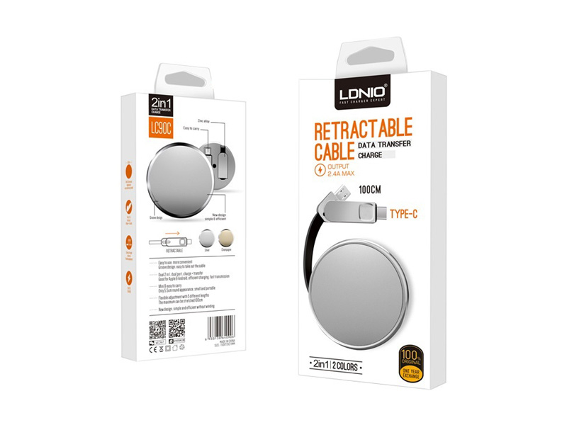 LDNIO LC-90 USB-MicroUSB, USB-Type-C (2в1) LDNIO LC-90 USB-MicroUSB, USB-Type-C (2в1)