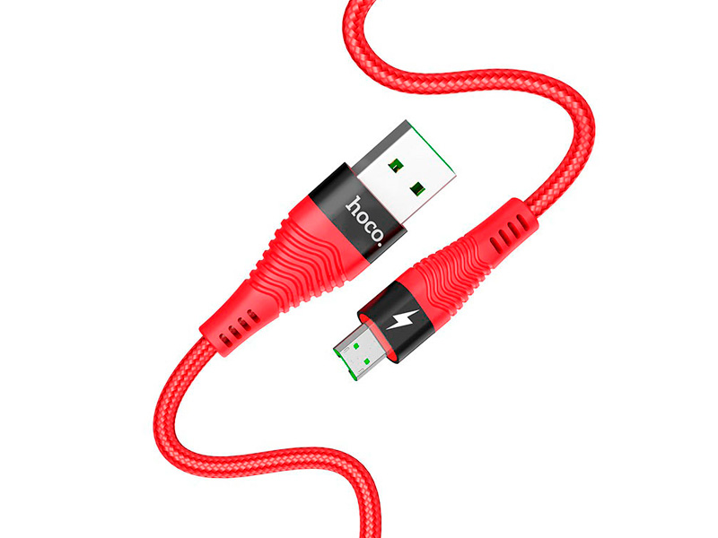 HOCO U53 для передачи данных и зарядки (быстрая зарядка)USB-microUSB, 4A, 1.2м, красный HOCO U53 для передачи данных и зарядки (быстрая зарядка)USB-microUSB, 4A, 1.2м, красный