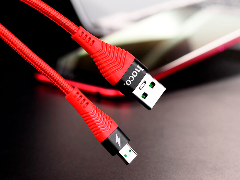 HOCO U53 для передачи данных и зарядки (быстрая зарядка)USB-microUSB, 4A, 1.2м, красный HOCO U53 для передачи данных и зарядки (быстрая зарядка)USB-microUSB, 4A, 1.2м, красный
