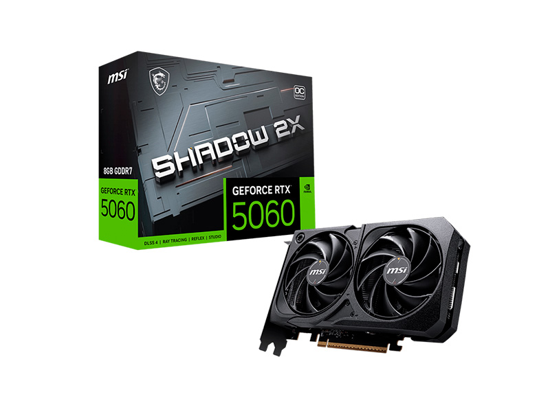 Видеокарта MSI GeForce RTX 5060 8G SHADOW 2X PCI-E 5.0 Видеокарта MSI GeForce RTX 5060 8G SHADOW 2X PCI-E 5.0