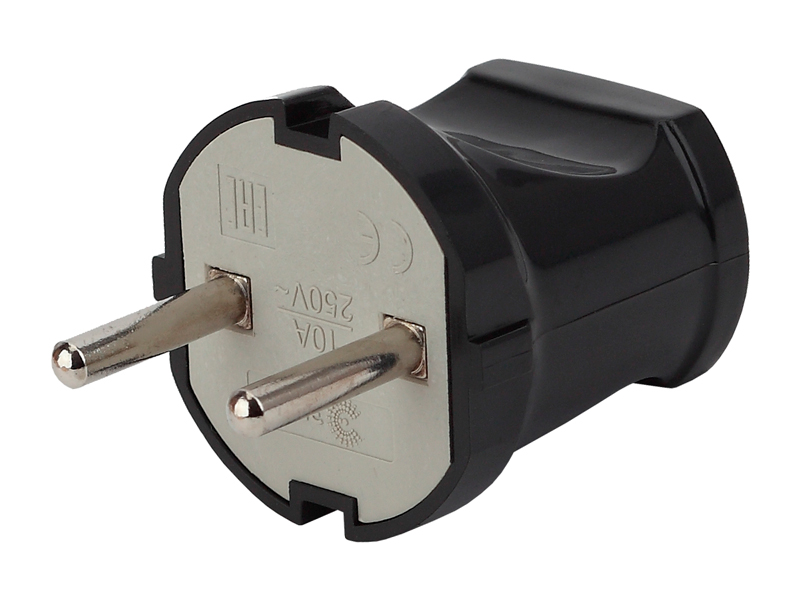 Вилка прямая с/з 10А черная Vx1-B ЭРА Вилка прямая с/з 10А черная Vx1-B ЭРА