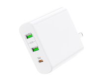 HOCO C74 Speedmaster 63Вт, 2xUSB, 1xType-C, белый