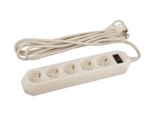 Сетевой фильтр ЭРА USF-5es-5m-W 5 гн 5м, ПВС 10А с/з с выкл. белый