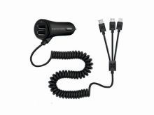 Promate Charge-Trio DC12-24В 5В 3.4A 2xUSB2.0 USB3.0 MicroUSB Lightning