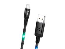 HOCO U63 Spirit для передачи данных и зарядки USB-microUSB, LED подсветка активируется звуком, 2.4А, 1.2м, черный