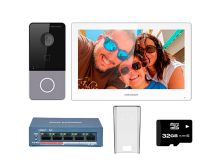 IP видеодомофон комплект HIKVISION DS-KIS607-S(O-STD) +коммутатор+козырек+флешка