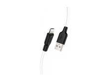 HOCO X21 Plus Silicone для передачи данных и зарядки USB-Lightning, флуоресцентный, 2.4A, 1м, черно-белый