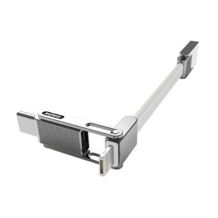 Remax RC-070th USB-Lightning, USB-microUSB, USB-Type-C(3 в 1), серебряный