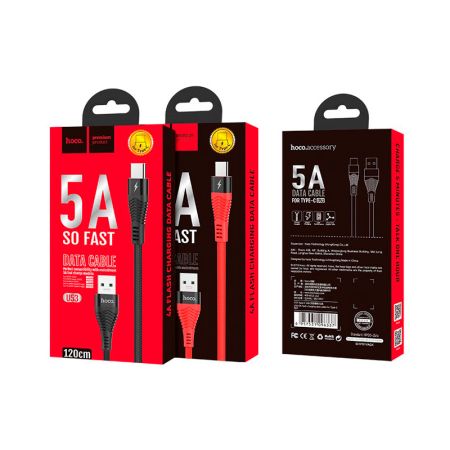 HOCO U53 для передачи данных и зарядки (быстрая зарядка)USB-Type-C, 5A, 1.2м, черный