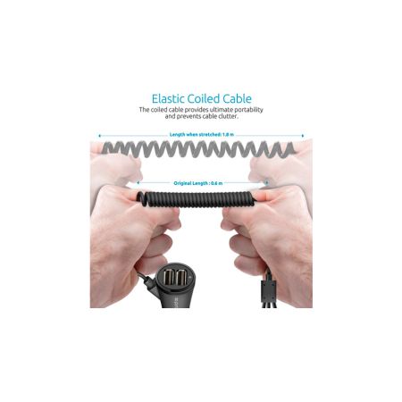 Promate Charge-Trio DC12-24В 5В 3.4A 2xUSB2.0 USB3.0 MicroUSB Lightning