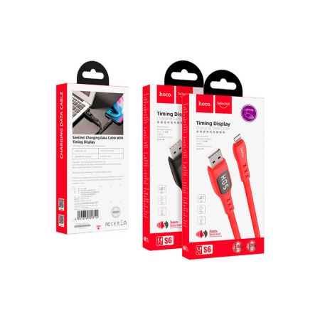 HOCO S6 для передачи данных и зарядки USB-Lightning, 2.4A, 1.2м, красный