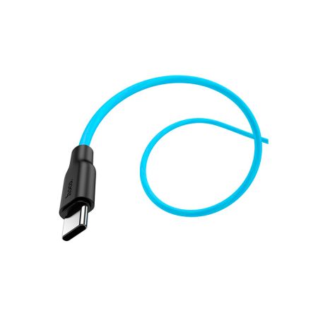 HOCO X21 Plus Silicone для передачи данных и зарядки USB-Type-C, флуоресцентный, 2.4A, 1м, черно-синий