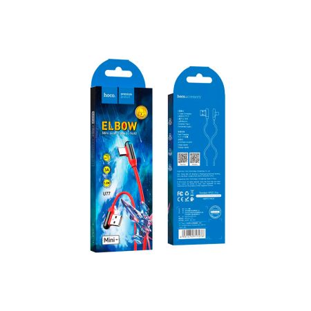 HOCO U77 Excellent elbow для передачи данных и зарядки USB-Lightning, 3A, 1.2м, красный