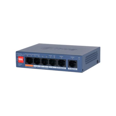 Коммутатор сетевой PoE DAHUA DH-CS4006-4ET2GT-60 2xUpLink 1Gb/s, 4xPoE 100Mb/s