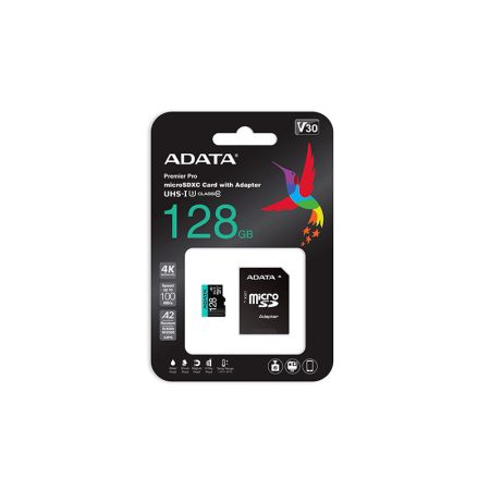 micro SDXC Card ADATA 128GB UHS-I U3 V30S A2 Adapter