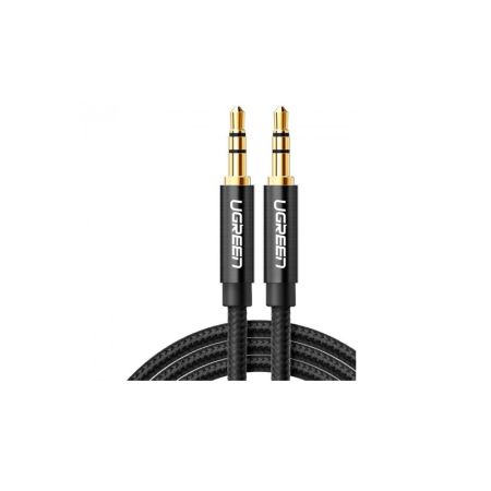 UGREEN AV112 3.5mm Male to 3.5mm Male Cable Gold Plated Metal Case with Braid 1m, Black