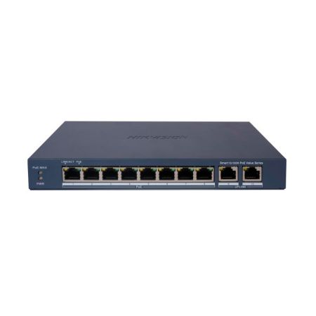 Коммутатор сетевой PoE HIKVISION DS-3E1310P-EI/M 2xUpLink 1Gb/s, 8xPoE 100Mb/s