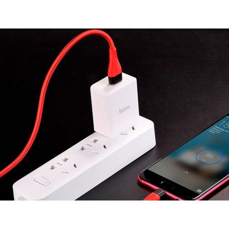 HOCO U53 для передачи данных и зарядки (быстрая зарядка)USB-microUSB, 4A, 1.2м, красный