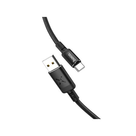 HOCO U63 Spirit для передачи данных и зарядки USB-Type-C, LED подсветка активируется звуком, 3А, 1.2м, черный