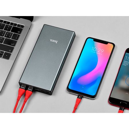 Портативное зарядное устройство HOCO B39 Magic Stone 30000mAh, Power Bank, серый метал