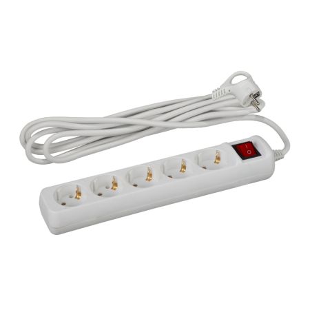 Удлинитель ЭРА UX-5es-5m 5 гн 5м, 3х0,75мм, с заземл, с выкл