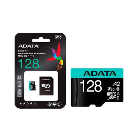 micro SDXC Card ADATA 128GB UHS-I U3 V30S A2 Adapter