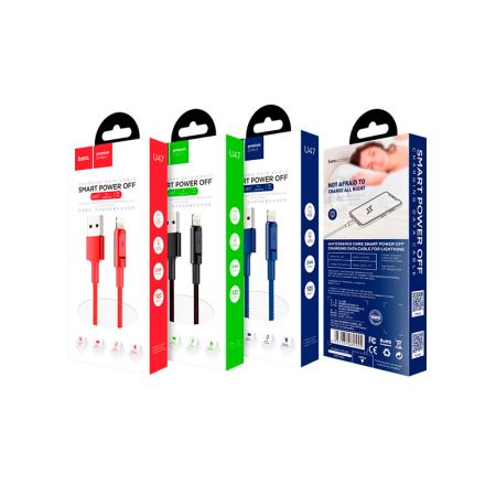 HOCO U47 Essence для передачи данных и зарядки USB-Lightning, интеллектуальное отключение питания, 2.4А, 1.2м, синий