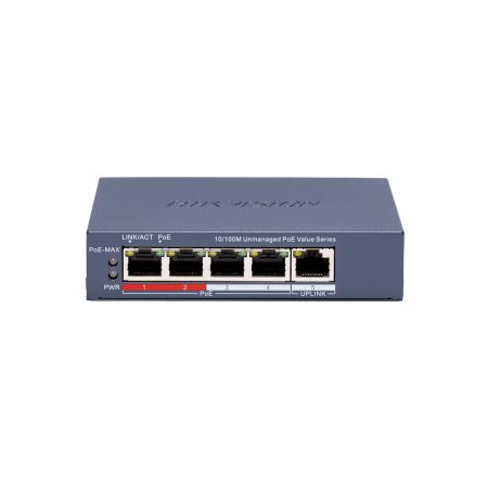 Коммутатор сетевой PoE HIKVISION DS-3E0105P-E/M(С) (1xUpLink 100Mb/s, 4xPoE 100Mb/s, 1Gb/s) 45W