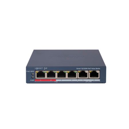 Коммутатор сетевой PoE HIKVISION PoE DS-3E1106P-EI/M 2xUpLink 100Mb/s, 4xPoE 100Mb/s